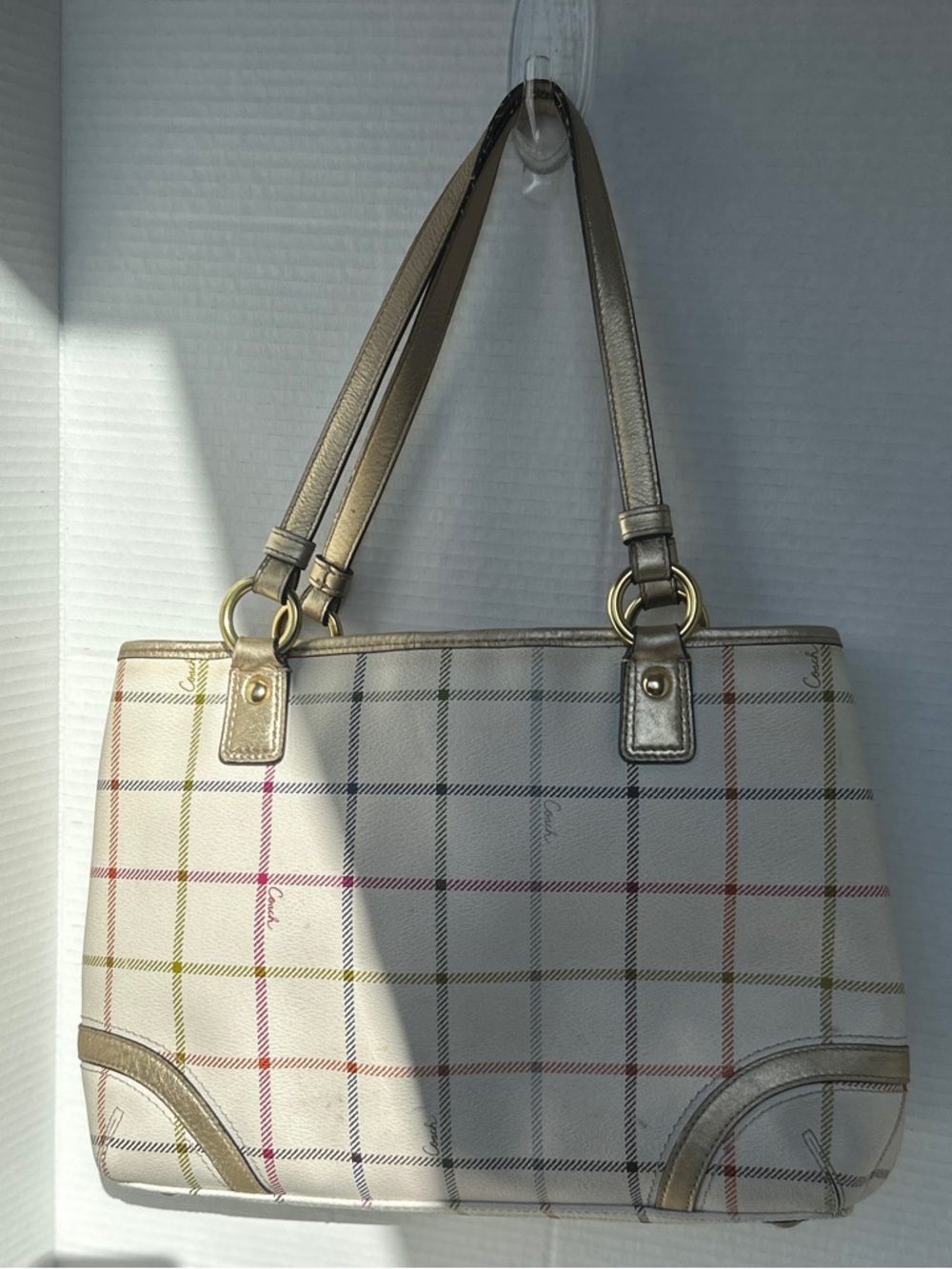 Coach F19176 Peyton Heritage Tattersall Plaid shoulder bag - Picture 5 of 7